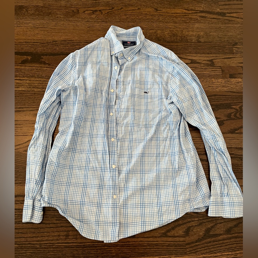 Vineyard Vines Light Blue Plaid Button Down Shirt